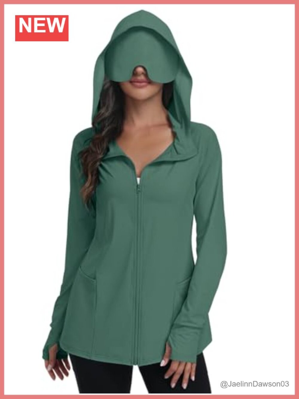 UPF 50+ Zip Up Hoodie Travel Sun Protection Jacket Thumb Holes